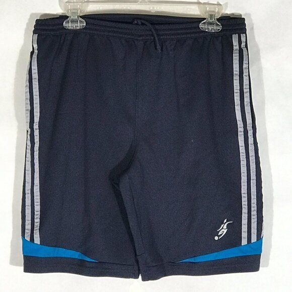 ADIDAS Athletic Blue Stripe Running Runner Track Workout Soccer Yoga Shorts - Picture 1 of 6